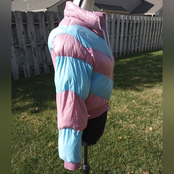 Urban Outfitters Pink & Blue Cotton Candy Puffer Jacket Coat Size XS - Picture 5 of 16